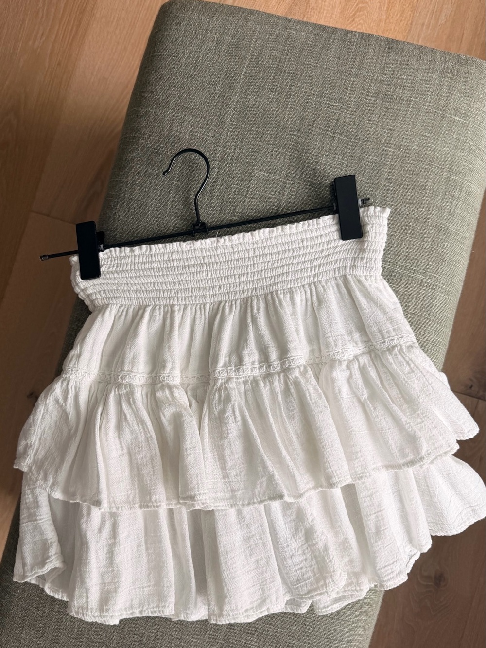 Honorine White Tiered Smocked Waist Skirt